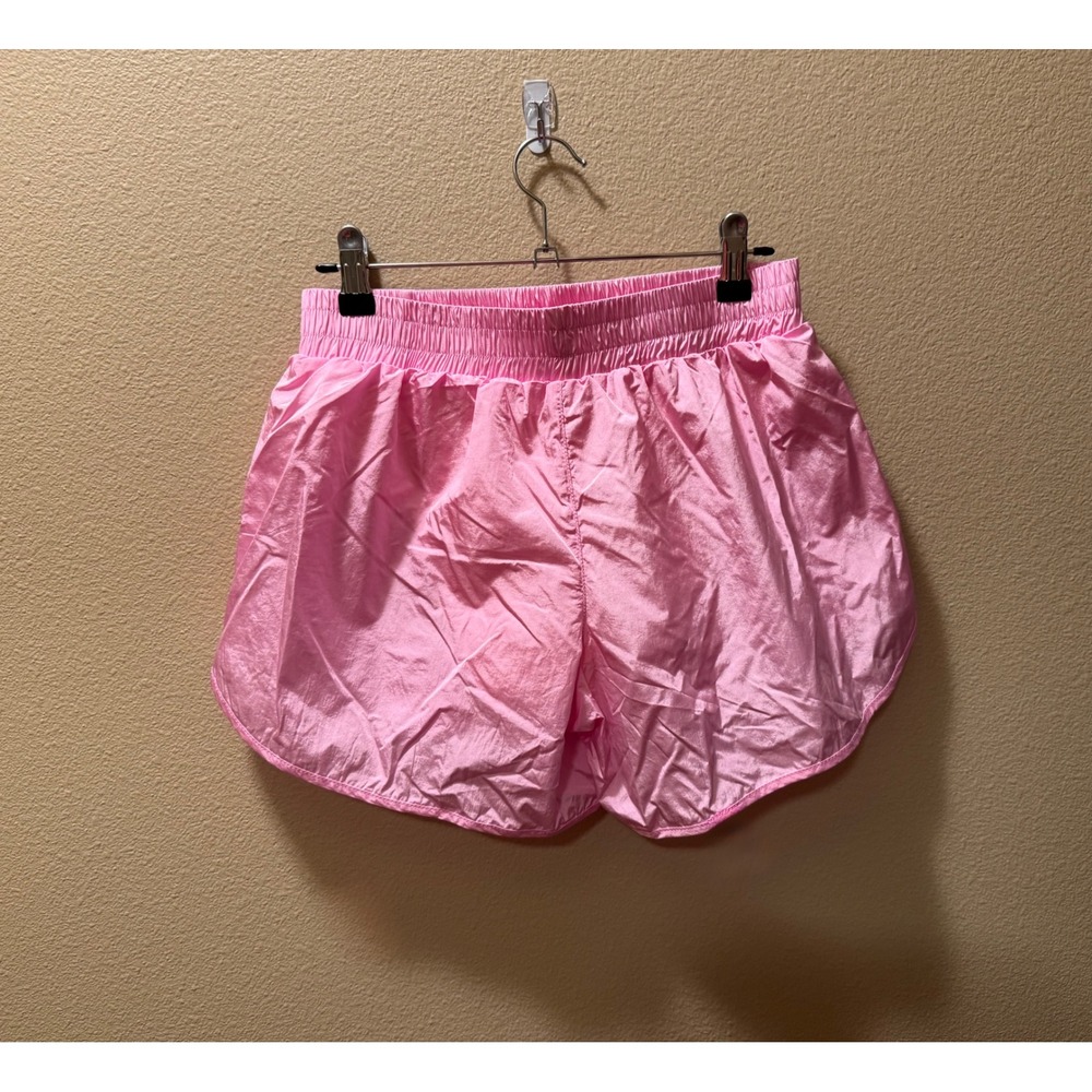 Pink Athletic Running Shorts High Waisted front Zip Pocket Womens Medium - Picture 3 of 4
